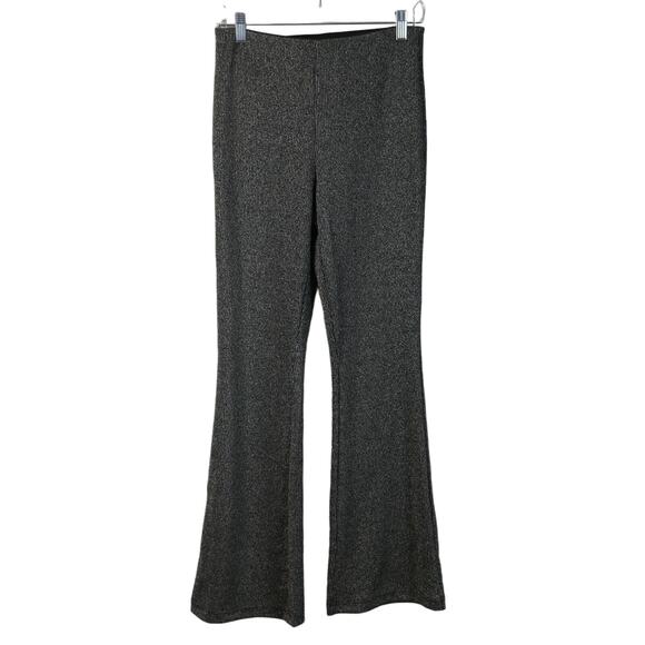 Old Navy Pants Womens Small High Rise Flared Knit Black Silver Metallic Sparkle - Picture 1 of 6